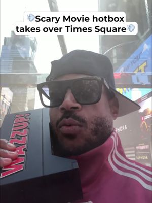 we took it to times square and blazed it. 🗽🙂‍↕️ #ScaryMovie is in theatres THIS FRIDAY!
