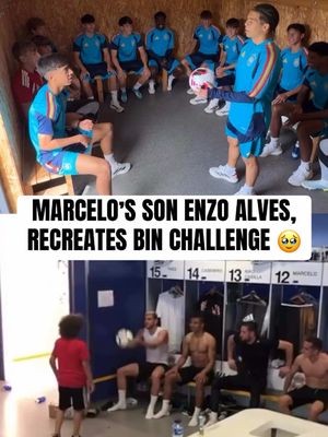 In May 2018, Marcelo’s son Enzo went viral doing the bin challenge with the Real Madrid team 🗑️ Eight years later, he has recreated the challenge with his teammates in Spain's U17 squad 🥹🇪🇸 @marcelotwelve @Selección española #Marcelo #Spain #football #footballtiktok #footy 