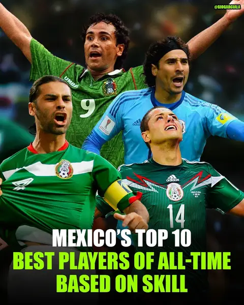Ranked the Most Skilled Players of All Time 😮‍💨 From legendary finishers to world-class defenders, these are the Mexican players who stood out for their technical ability, football IQ, creativity, and overall skill. Do you agree with this ranking? 👀 1 Hugo Sánchez 2 Rafa Márquez 3 Cuauhtémoc Blanco 4 Chicharito 5 Giovani dos Santos 6 Carlos Vela 7 Luis “El Matador” Hernández 8 Andrés Guardado 9 Claudio Suárez 10 Memo Ochoa 👇 Who is ranked too high? Too low? 👇 Who did I miss? #mexico #worldcup 