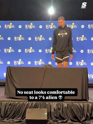 Can we get Wemby a taller table? 😂 Presented by @Paze®  #WEMBY #NBAFINALS #victorwembanyama #SPURS 
