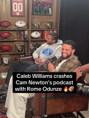This years Madden Cover athlete Caleb Williams crashing Cam Newtons 4th and 1 podcast at the Madden Cover event 🏈 #nfl #football #chicagobears