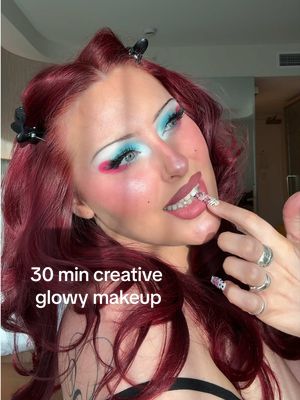 Makeup for the Meg the stallion x Miami swim week runway show 💋 I wanted something creative & summery but easy and quick to match my outfit and this is what I came up with, v Zara Larson & @sophiasinot inspired  Main products were  @Diorbeauty glow palette  @nyxcosmetics_uk line loud liner in  @NARS Cosmetics creamy concealer Creme brûlée @Haus Labs foundation  @Cosmic Beauty eyeshadow palette  @hudabeauty powder  @maybellineit sky high mascara  Hair colour & cut is @RCNQ 