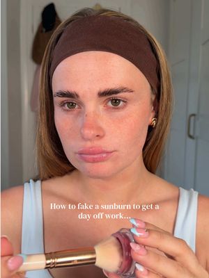 How to fake a sunburn 😅 @MaybellineUK blush @collectioncosmetics blush #makeuptrends #makeuphacks #sunburn #sunburnhack 