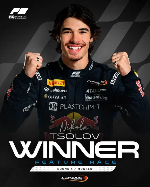 after winning the F3 Monaco feature race last year, the Bulgarian Lion @Nikola Tsolov wins in F2 this time round! 🏆🇧🇬 #f2 #formula2 #monacogp 