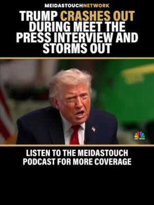Trump has a meltdown and abruptly ends his Meet The Press interview. Welker: Just to be very clear, there's no evidence of what you're saying. Trump: There’s a lot of evidence. There’s tremendous evidence. There’s nothing but evidence. The election was rigged. And it’s happening again in California. They’re cheating. Welker: Do you have evidence? Trump: All I have to do is look. Welker: That’s not evidence. The local officials acknowledge they are slow Trump: They’re crooked. Just like you’re crooked. You’re either crooked or stupid.