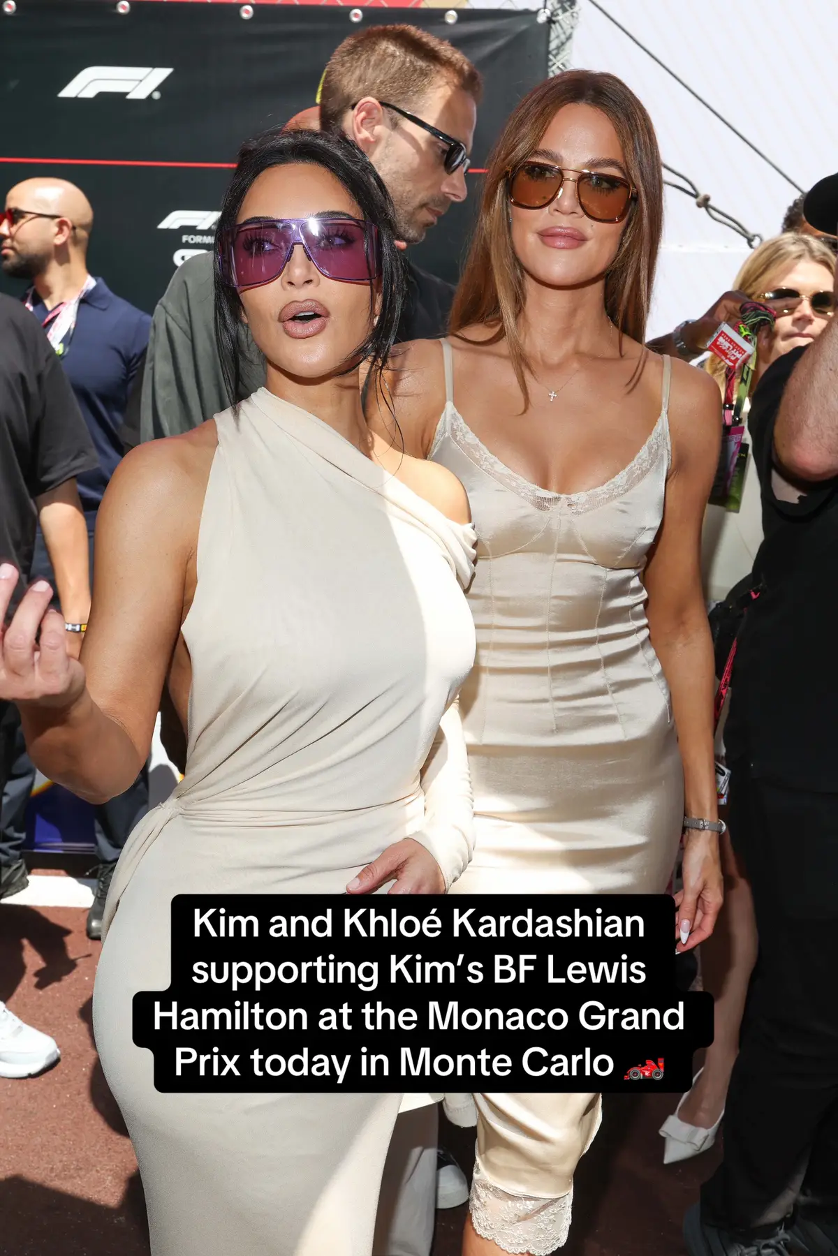 Kim and Khloé Kardashian supporting Kim’s BF Lewis Hamilton at the Monaco Grand Prix today in Monte Carlo 🏎️