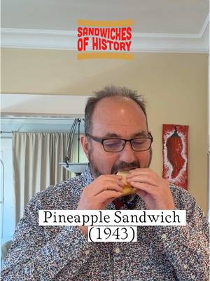Pineapple Sandwich (1943) on Sandwiches of History Every once in a while I like to take a layup, as the kids say. Well, today is that day for I am doing the Pineapple Sandwich for The Joy Of Cooking of 1943. It has one more ingredient than pineapple in it though (and no, I’m not talking about butter bread…although there is that too) #fyp #SandwichesOfHistory 