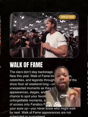 Keep your head on a swivel. 👀 New for Fanatics Fest 2026: Walk of Fame — where athletes, celebrities, and legends move through the heart of the show floor all weekend long. Unexpected moments. Surprise sightings. Only at Fanatics Fest NYC. You never know who might walk by next. ⭐ Appearances are not scheduled or guaranteed.