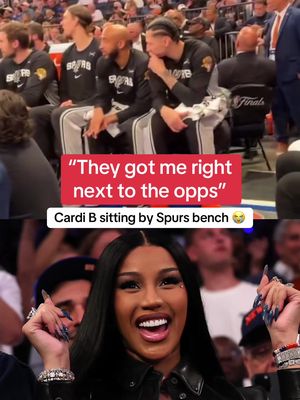 Cardi B had to sit by the Spurs bench for Game 3 😂 (via iamcardib/IG) #NBA #basketball #cardib #knicks #spurs 