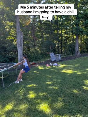 No chill, ever 🤣🤣 like I wonder if this would look better on the other side of the yard???  #momlife #stayathomemom #momofboys #momswithadhd #marriedlife  
