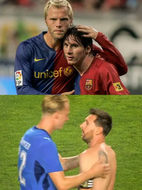 Lionel Messi was met by Daniel Gudjohnsen at the full-time whistle when Argentina played against Iceland last night. Daniel is the son of Eidur Gudjohnsen who played with Messi for three years at Barcelona. The two had met one before, at a training session when Eidur had brought him along to meet the players many years ago. #messi #father #son #news #viral