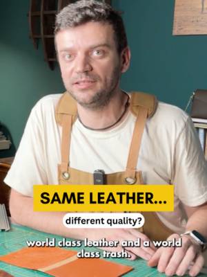 certified italian vegtan leather 🏷️ same tannery. same hide. completely different result. the only difference? what they put on top. one finish sinks into the grain. the other buries it under plastic. 🤫 #leathertest #leatherquality #fakeleather #leathertok #italianleather #tannery #tannerleatherstein
