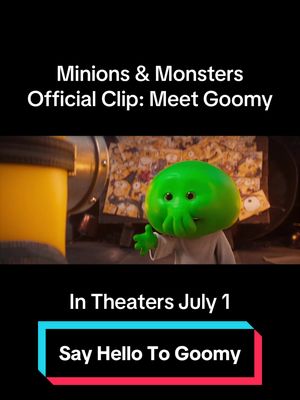 Give a very warm welcome to the one and only Goomy! #MinionsAndMonsters is only in theaters July 1. Reserve your seats on Fandango - link in bio. #movietok #minions #despicableme #filmtok 