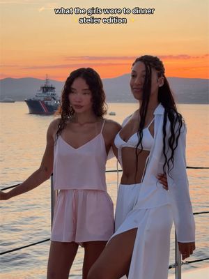 yacht dinner plans, dressed accordingly. alo atelier 🤍 #alo #yacht #eurosummer #outfit 