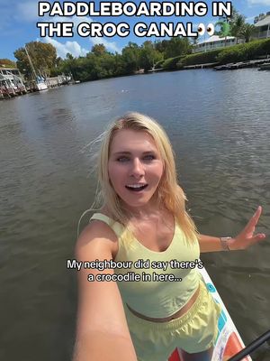 One more Croc Canal video before I MEET the crocs in AUSTRALIA😅🫶🐊 Wait til the end 😳😂 #crocodile #manatee #florida #australia #paddleboard 