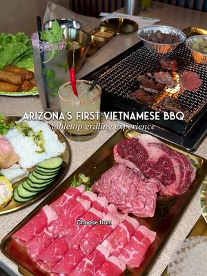 🔥🍖 Mesa’s newest restaurant is bringing a unique Vietnamese tabletop grilling experience to the Valley. At DZO BBQ, you’ll grill meats right at your table or have the staff handle it for you. The best part? Wrapping everything up with fresh herbs and veggies in rice paper, then dipping it into their house sauces. There are currently three combo options to choose from: the Vietnamese BBQ Combo, Prime Beef Combo, and DZO Signature Combo. Each comes with fresh herbs, rice paper wraps, and house sauces, or you can build your own meal by ordering everything à la carte. Don’t skip the starters. The Garlic Fried Rice, Garlic Cream Cheese Bread, and egg rolls were some of our favorites. The drink menu is so fun, with Vietnamese inspired cocktails like the Pho Spiced Margarita, Melonball, and Lemongrass Mojito. If you’re looking for something nonalcoholic, order the fresh sugarcane juice and add kumquat. PS: this is not all you can eat. The focus here is quality ingredients, beautifully marbled cuts of meat, and genuinely great service!  📅 Grand Opening: June 12 ⏰ 12 PM to 10 PM DZO BBQ 📍4459 S Power Rd STE B101, Mesa, AZ 85212 #vietnamesebbq #mesaarizona 