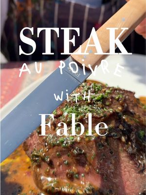Not sure what I enjoyed more, this Steak au Poivre or @Fable Steak Knives Recipe for 2 people: 1 shallot Whole bulb garlic from the basting of the steak 15g toasted and crushed peppercorns  (I used black and pink) 300ml beef jus 150ml cream 1 tsp Dijon mustard Squeeze of lemon juice (plus zest if you like) Resting juice from steak Finally at the very last moment, chives Really loves using these steak knives by  @Fable I would definitely recommend check them out 🫶🏽 #fablehome #steakknives #steakaupoivre #chateabriand