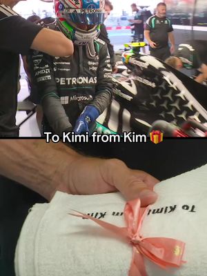 @Kim Kardashian gifts @Andrea Kimi Antonelli a new and improved monaco towel 🥰 #f1 #f1drivers #barcelonagp #kimkardashian #kimiantonelli @Mercedes-AMG F1 