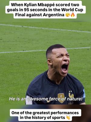 Kylian Mbappé scoring two goals in exactly 95 seconds in the 2022 FIFA World Cup Final to level the match at 2-2 against Argentina will forever be one of the most heroic performances we’ve ever seen. Chills every single time 🥶 📺 Captains of the World on Netflix #mbappe #kylianmbappe #worldcup #messi #lionelmessi