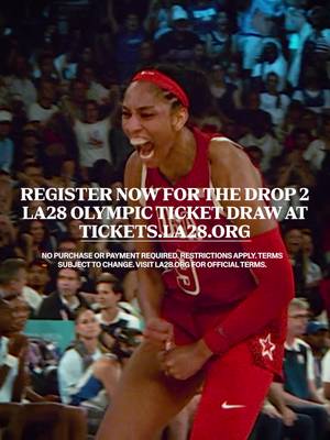 The Games are back in LA and now's your moment to make sure you're there! The second LA28 Ticket Drop starts on August 10, 2026 and this is your next chance to secure tickets to the 2028 Olympic Games in Los Angeles. Register for the Drop 2 Draw* before it closes on July 22 for a chance to be randomly selected for a time slot in Drop 2. *NO PURCHASE OR PAYMENT REQUIRED. RESTRICTIONS APPLY. TERMS SUBJECT TO CHANGE. VISIT LA28.ORG FOR OFFICIAL TERMS. @Olympics | @NBC Olympics & Paralympics 