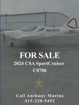 FOR SALE | 2024 CSA SportCruiser C0706 Only 6.6 hours since new. 🔗 Visit Pactexaviation.com for full specs and photos. #aviation #sportcruiser #aircraftforsale #generalaviation #aviationbroker 