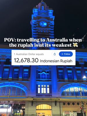 1 AUD was around Rp 10k - 11k when I came to Australia in 2022 💀  #rupiah #melbourne #australia #diaspora #indonesian 