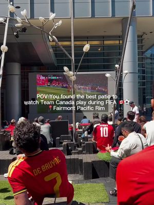 I may have found Vancouver's best patio to watch Team Canada during the FIFA World Cup ⚽🇨🇦 Game days just got an upgrade at the Pac Rim Sports Patio. Catch every Team Canada match on a massive 20-foot screen while enjoying tacos, cold drinks, sweet treats, and stunning Coal Harbour views. Gather your crew and soak up the ultimate FIFA World Cup atmosphere all summer long.  @Fairmont Pacific Rim  #TeamCanada #FIFAWorldCup #VancouverPatios #FairmontPacificRim #ExploreVancouver