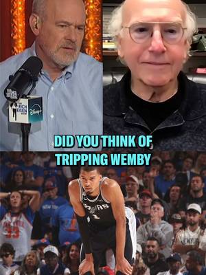 Larry David’s first blush thoughts after seeing Victor Wembanyama close up at NBA Finals Game 4? “My game could’ve translated to the NBA if I were 7’4” 🤣 #larrydavid #nbafinals #knicks 