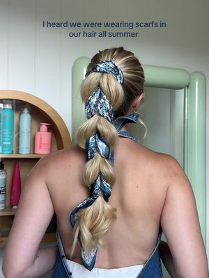 Bun hairstyle next! #summerhairstyles #summerhair #scarfhairstyles #braidedhairstyle #ponytailhairstyle 
