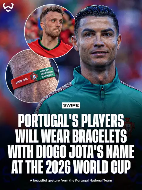 Each member of the squad received a bracelet featuring the names of the 26 players, with Diogo Jota included as the symbolic 27th name. Jota tragically passed away alongside his brother André in July 2025, and this gesture from Prime Minister Luís Montenegro ensures he's still part of the journey 🥺❤️ #diogojota #portugal #worldcup #foryou #trending 