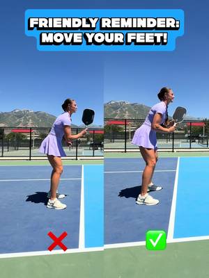 Your dinks will only be as good as your feet. 👣 One of the biggest mistakes I see? Players reaching with their paddle instead of moving their feet. When you stay lazy with your footwork: ❌ You make contact too far from your body ❌ Your paddle angle changes ❌ You lose balance and consistency ❌ Your dinks start popping up Instead, make small adjustment steps before every contact so the ball stays in your ideal strike zone. Your feet should put your paddle in position—not the other way around. The best dinkers aren’t standing still… they’re constantly making tiny movements to stay balanced and in control. Move your feet. Control the ball. Win more kitchen battles. 👇 Do you catch yourself reaching instead of moving? #pickleball #pickleballtips #pickleballtraining #pickleballcoach #dinking 