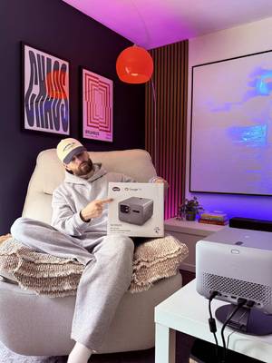Built the room my younger self dreamed of. 🍿 The @BenQ UK TK705STi turned it into a 100” cinema.  #benq #homecinema #roommakeover #projector #cozyvibes 