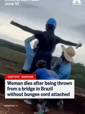 A 21-year-old woman died after being thrown from a bridge without proper bungee cord equipment in São Paulo, Brazil, according to the local governor’s office. Six people were initially brought in for questioning and three have been arrested in connection with the incident.