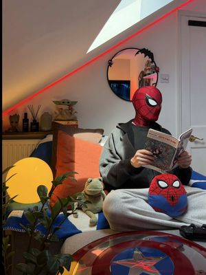 spider-man nights with LED lights 🕷️💡❤️ #apartmenttherapy #roominspiration #bedroomideas #spidey #ledlights 