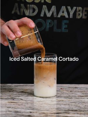 Healthy Iced Date Cortado ☁️ For Syrup: - Air-fry 4 Dates in 390F for 7 minutes - 4oz (120ml) Hot Water - 1/2 tsp Vanilla Extract - A pinch of Salt Iced Date Caramel Cortado - Double shot of Espresso - 1tbsp Date Caramel Syrup - 3oz (90ml) Milk It tastes like salted caramel, but it’s naturally sweet and only around 80 calories. Would you try this? #datesyrup #icedlatte #cortado #datehack #foodhack