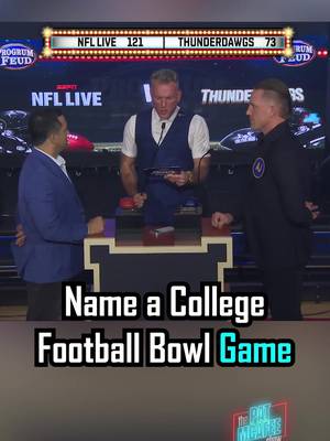 Name a College Football Bowl Game AJ Hawk versus @Adam Schefter  THE ROSE BOWL IS THE NUMBER ONE ANSWER The Thunderdawgs are gonna play @espnmina @Dan Orlovsky @Laura Rutledge @Peter Schrager  #ProgrumFeud #sports #trivia #patmcafee #thepatmcafeeshow 