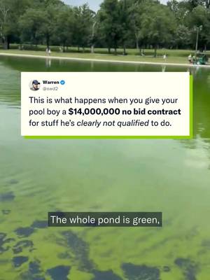 Trump spent $14,000,000 to completely renovate the reflecting pool at the Lincoln Memorial and now it looks greener and more algae-infested then before...