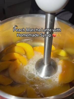 Peach girl summer is here 🎀 Ingredients 2-3 tbsp homemade peach syrup  2 ripe peaches, chopped 3/4 water 1/4 cup agave nectar# 1 tbsp cane sugar Matcha Latte 1 tsp matcha powder (about 3g)  2 oz hot water 1/2 cup milk of choice Ice 2-3 tbsp peach syrup Directions  Simmer peaches, water, agave, and sugar until soft and jammy, about 15 minutes. Blend, strain, and let the syrup cool completely. Whisk matcha with hot water until smooth and frothy. Fill a glass with ice, milk, and 2–3 tbsp peach syrup.Top with matcha, stir, and sip. #peach #matcha #recipesoftiktok 