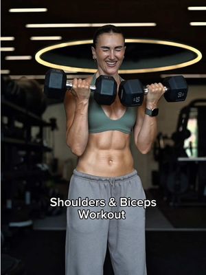 Shoulders & Biceps Workout 🔥 💪🏼  More workouts, personalised programs and dumbbell only guides are available on my App @Grow Girl 💪🏼  Outfit: @Oner Active Soft Motion Halter bra and All Season Joggers 🤍 Use Code: HAYLEY to save at checkout  #shoulders #biceps #upperbody #shoulderworkout #bicepworkout 