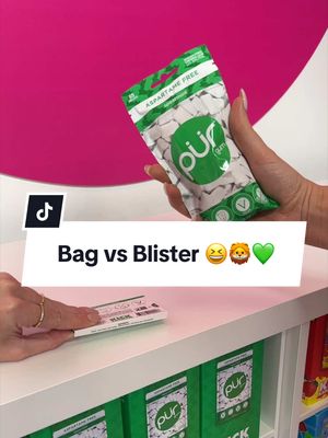 PUR Gum has 55 piece Gum Bags and 9 piece Blister Packs! 🩷💚 Which one are you grabbing?! 🦁🥹👇 ✨Tastes great  ✨Aspartame Free  ✨100% sweetened with xylitol  ✨Sugar Free & diabetic-friendly ✨Non-GMO & gluten-free ✨Vegan, nut & peanut-free #purgum #aspartamefree #fyp #viral 