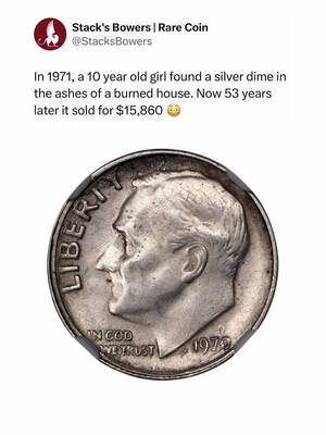 In 1971, a 10-year-old girl was digging through the ruins of a condemned house in McMinnville, Oregon that the fire department had just burned down. Among the ash, she found a dime dated 1970. The US Mint stopped making silver dimes in 1965 making this one of the rarest mint error discoveries. 