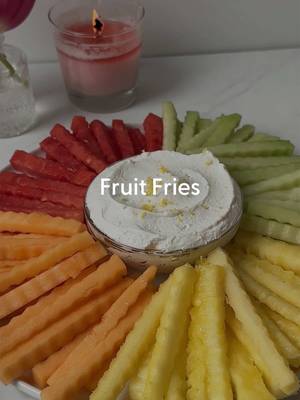 These fruit fries are taking the top spot on our summer menu. 🍉🍍 Shop the fry cutter at the link in our bio. Ingredients: -watermelon -cantalope -honeydew -pineapple -Cool Whip mixed with 1 tsp. lemon zest @purewow may earn commission through links on our social.