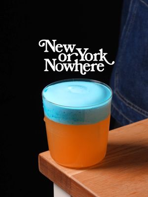 New York or Nowhere Blanco Tequila, Acid Adjusted Orange, Passionfruit, Blue Curaçao Foam LGK!!! Blue curaçao foam: 120 ml blue curaçao 80 ml water 1.2 g citric acid 0.4 g malic acid 1.2 g Methocel 50 0.6 g xanthan gum Blend to incorporate, pour into a cream whipper, charge with 1 N2O charge, and refrigerate for at least 2 hours. For the cocktail: 2 oz blanco tequila 1 oz acid adjusted orange juice 0.5 oz passionfruit syrup 0.25 oz orange liqueur Shake with ice, pour into a rocks glass over fresh ice, and top with the blue curaçao foam. #cocktails #drinks #mixology #knicks #fyp 