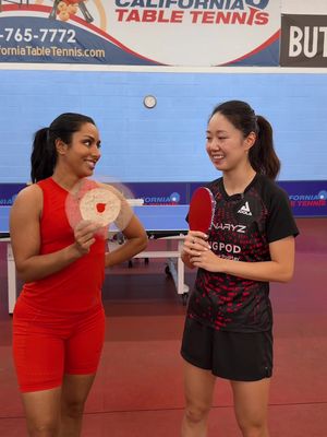 Can I beat 🏓 Olympian @Lily if she uses a bagel as her paddle???