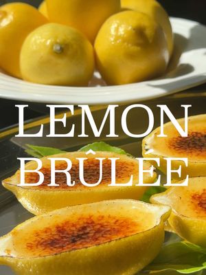 LEMON BRÛLÉE 🍋 RECIPE ⬇️ This is a very simple but incredibly effective dessert. I saw a bunch of these recipes going around last summer, and thought I’d give it a go - well worth it. - Using 4 lemons (get ones without wax on the shell, as will use the zest), split 3 of them in half lengthways and remove the flesh  - Pass the flesh through a sieve measure out around 110ml, and reserve it in a bowl - In a saucepan add 500ml whipping cream, 120g white sugar, and the zest from the 4th lemon. Bring to a simmer and reduce slightly until it coats the back of a spoon - Pour the mixture back into the lemon shells and chill in the fridge for 6 hours or overnight - Top with brown sugar and use a torch to melt / brown it - Serve once the sugar has set hard #lemon #dessert #brulee #posset #cooking