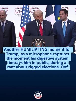 Another HUMILIATING moment for Trump, as a microphone captures the moment his digestive system betrays him in public, during a rant about rigged elections. Oof.
 
 Follow @ReallyAmericanMedia for more.