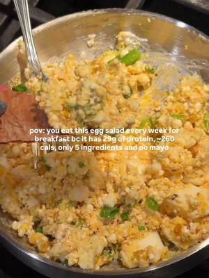 FOLLOW FOR MORE HEALTHY ASIAN RECIPES! COTTAGE CHEESE CHILI CRISP EGG SALAD MACROS  259 cals | 28.9g protein | 7.7g net carbs | 13.2g fat | 0.8g fiber 2 large eggs (I used @Vital Farms ) 0.5 cup low fat cottage cheese  1 tbsp green onions, chopped 0.5 tsp chili crisp @momofuku goods  0.5 tsp soy sauce #protein #cottagecheese #highprotein #macrofriendly #vitalfarmsvff