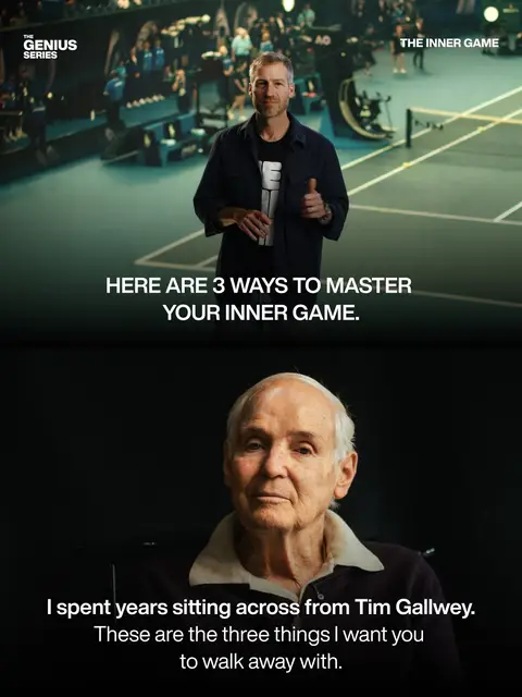 Three ways to get out of your own head and into the moment that matters. Swipe for three simple practices straight from The Inner Game. Catch the voice. Give it a job. Find your game. Watch the full Genius Talk on YouTube! Link in bio. A Genius Talk ft. @The Inner Game 