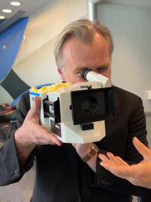 seeing my fav filmmakers geek out as much as I do over popcorn buckets was so validating 🥲 #ChristopherNolan #TheOdyssey #IMAX #popcornbucket 