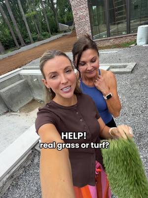 Help 😅 we cannot decide what to do for our backyard… Turf or real grass?? 🌱 We’ve had turf before and love how it looks (and the no maintenance 👀), but it gets SO hot in the summer… especially with little feet running around 🥵 Do we do real grass? Half & half?? Tell me what you would do ⬇️ #grass #newbuild #homebuild #homedesign #backyarddesign